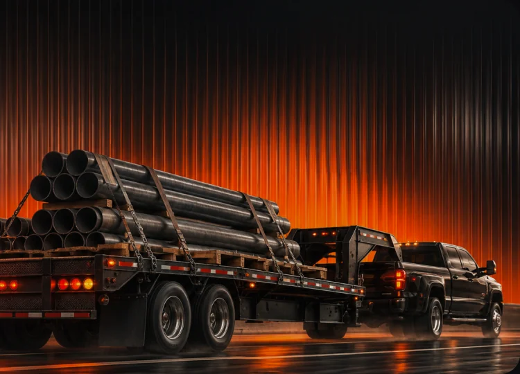 Haulers Union pickup and loaded gooseneck trailer